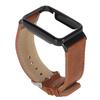 PU Leather Watch Band Waterproof Replacement Watch Wristband with Black Stainless Steel Case for Mi