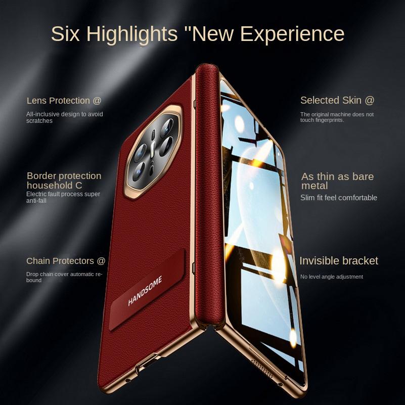Leather Plated Frame with Tempered Glass Protective film Case For Huawei Mate X6 MATE X6 All-inclusive Hinged Cover