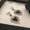 Victorian Style Black Gothic Heart Earrings - Elegant Vintage Pendant Jewelry