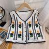 Summer Crochet Hollow Out V-neck Loose Lace Tank Tops Women Fashion Thin Chic Sleeveless Women Camis Tops Elegant Base Slim Vintage Tank Vest 26571