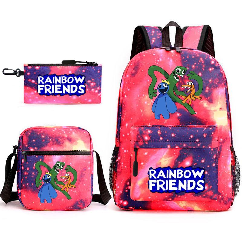 Rainbow Friends Surrounding Backpack Elementary School Student Starry Sky School Bag Three-piece Set