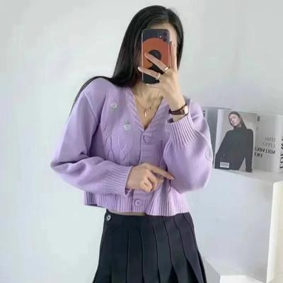 Strickjacke Sanfter Wind Tag Kurzer weicher Milchpullover Damenmantel Frühling und Herbst Outwear V-Ausschnitt Strickpullover Strickjacke Top Damen