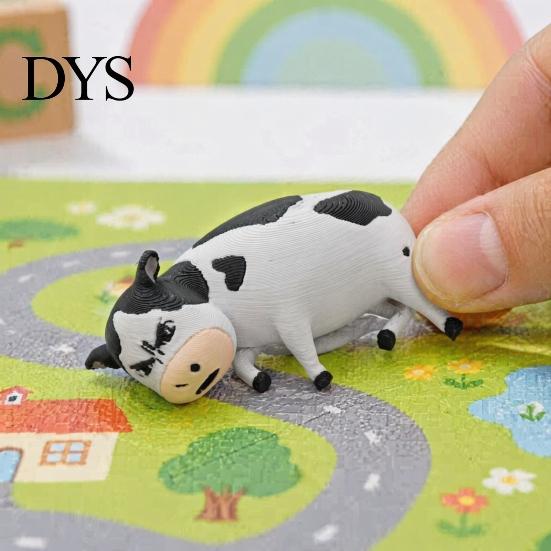 3D Printed Cow Toy Dairy Figurine, Cartoon Cattle Statue for Desk Decor, Figurine Mini Sculpture Home Office, Gift Animal Lovers Accessory