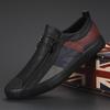 Men's Spring Slip-On Zipper Leather Color Block Casual Low-Top Shoes - Trendy British Versatile Fashion