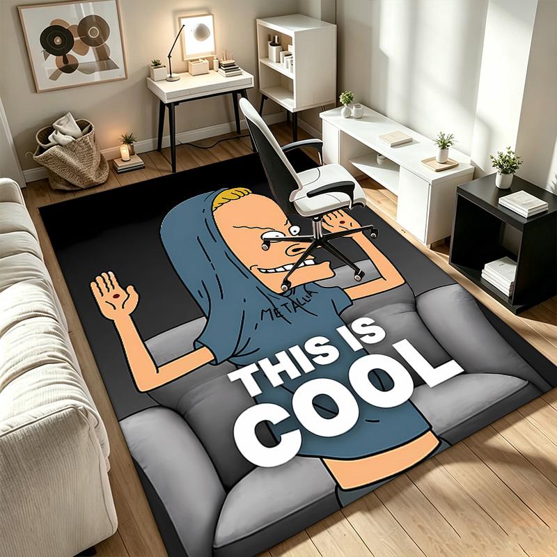 Tappeto Beavis and Butt‑Head Antiscivolo per Interni Adatto per Sedia da Ufficio Soggiorno Scrivania del Computer Tappeto Decorativo per Home Office Tappetino in Fibra di Poliestere
