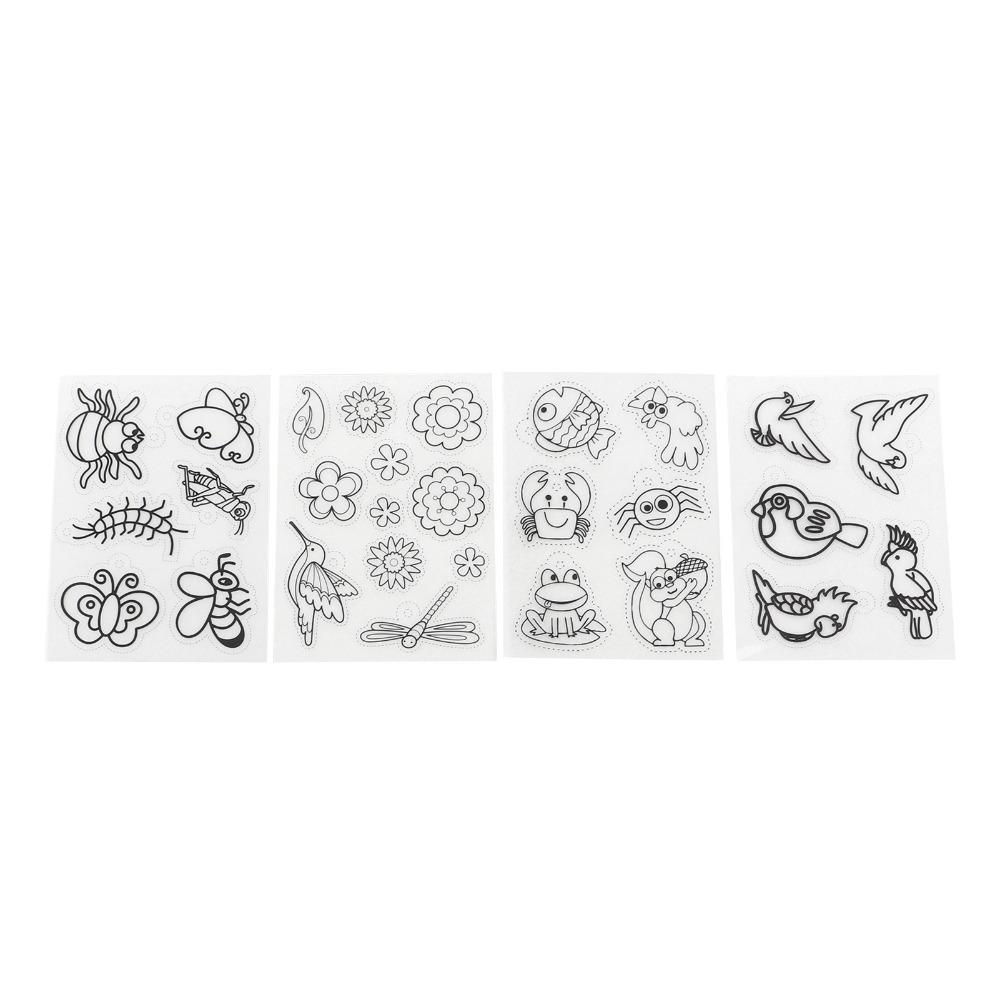 8pcs Hand Painted Heat Shrink Sheets Colorable Shrink Film Sheets Shrink Art Paper DIY Keychain bird