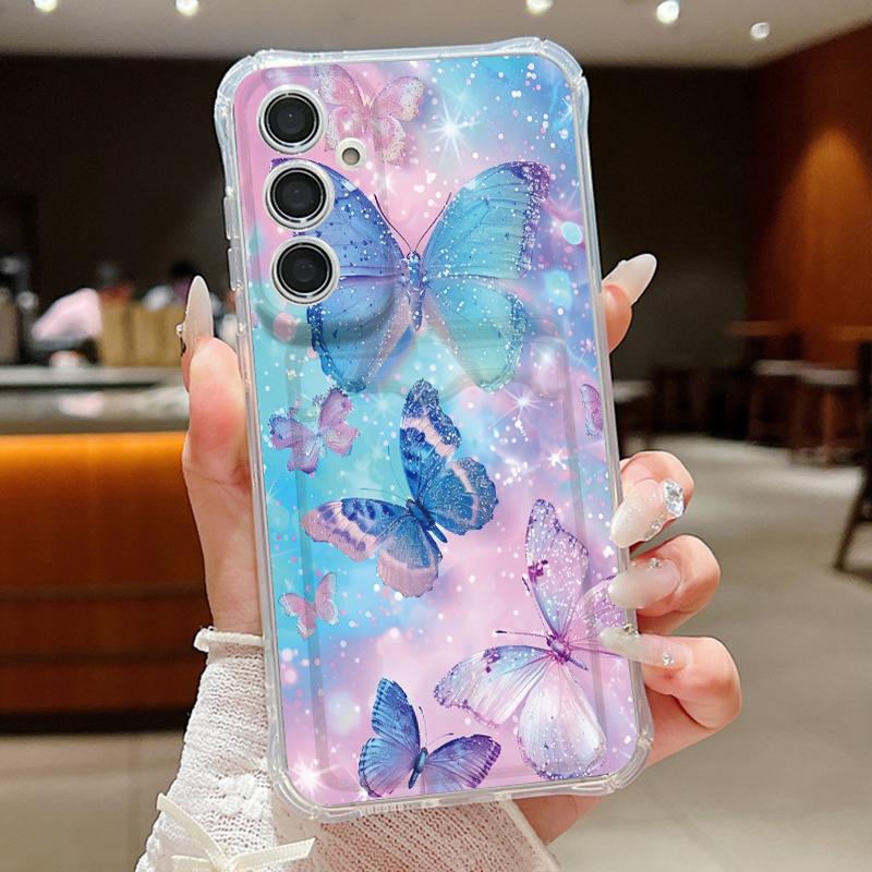 Dream Butterfly Pattern Clear Phone Case For Samsung Galaxy S26 S25 S24 S23 Ultra S22 Plus S25 Edge S24 FE Card Bag Wallet Cover