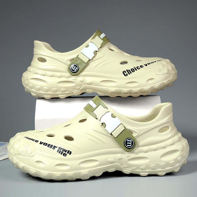 New slippers hole shoes men's summer non-slip thick-soled wading can be wet and do not stink feet trendy