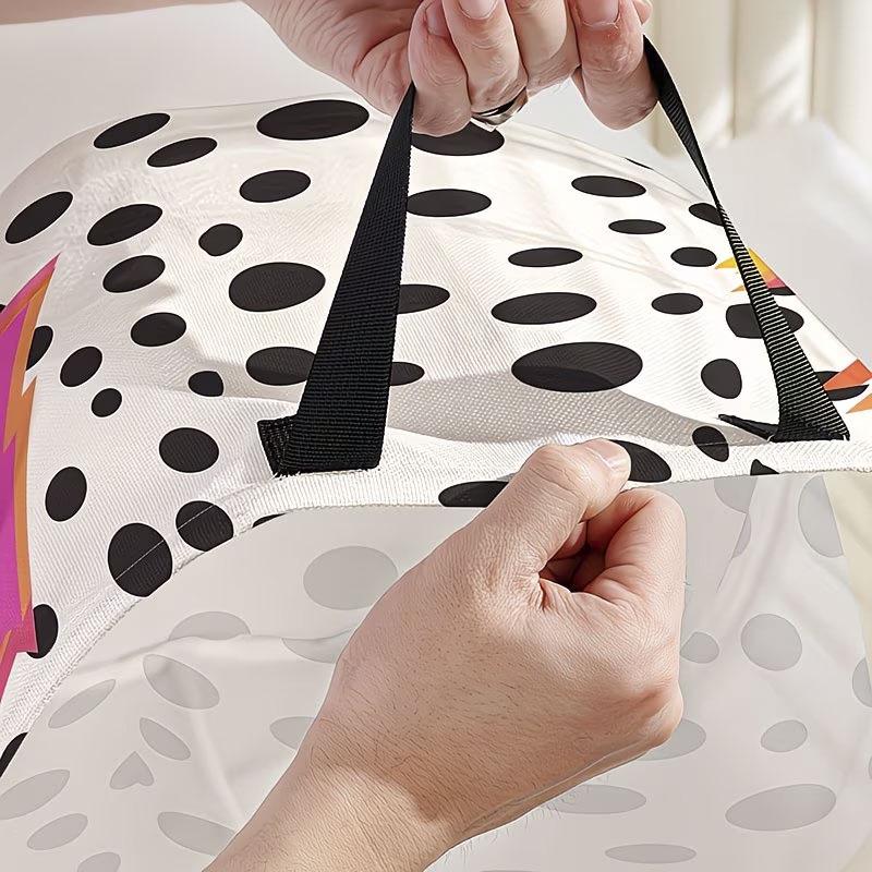 Polka Dot Rainbow Lightning Folding Laundry Hamper with Handle