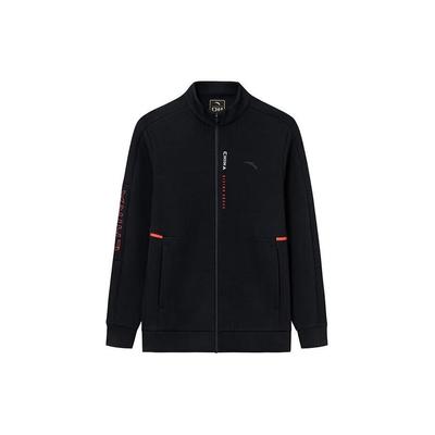 Training Series Letter Print Stand Collar Running Fitness Knitted Jacket Men Jacket Basic-Black 152417745S-4