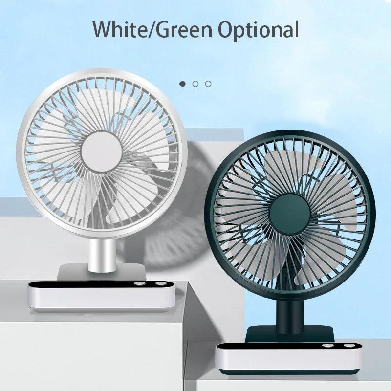 5000mAh 4 Speed Settings USB Rechargeable Oscillating Desk Fan Mini Table Cooling Fan Adjustable Head Home Office Personal Fan