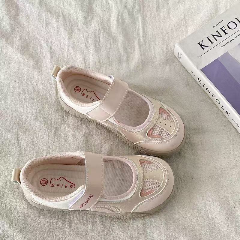 

Белые ретро туфли с круглым носком, на толстой подошве, с неглубоким вырезом, одинарные, женские, новая летняя сетчатая повседневная спортивная обувь Мэри Джейн 40 розовый