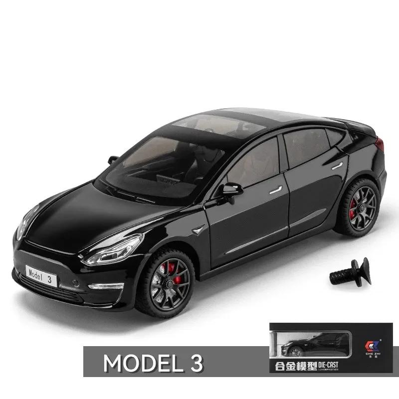

1:24 Модель автомобіля Tesla Model 3 зі сплаву Лита металева іграшкова машина Модель автомобіля Висока симуляція Звук Світло Колекція Дитяча іграшка Подарунок