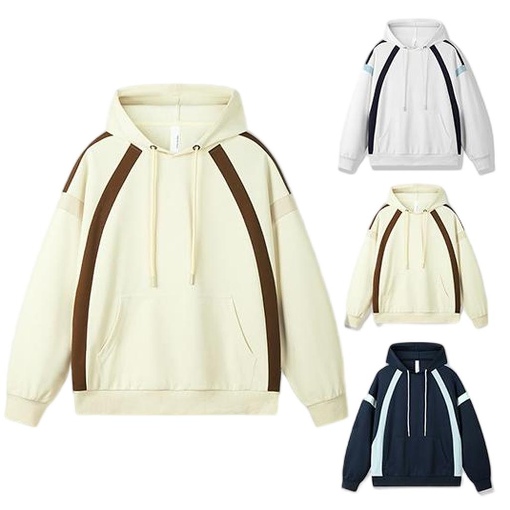 Solid Color Loose And Versatile Hoodie Trend Matching Color Matching Hoodie Casual Shoulder Long Sleeve Top