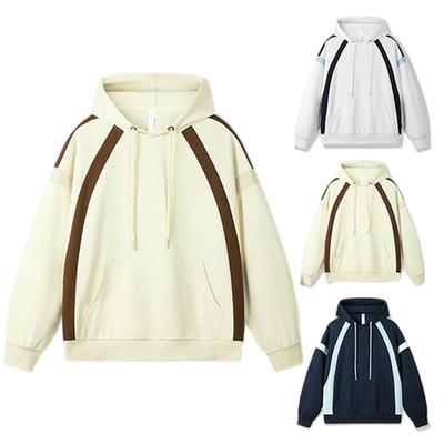 Einfarbiger lockerer und vielseitiger Hoodie Trend Passende Farbe Passender Hoodie Lässiges Schulterfreies Langarm-Oberteil