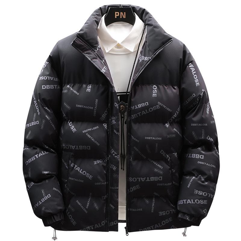 Ležérní pánská bavlněná bunda Jednobarevná Volná Zimní Denní Teplá