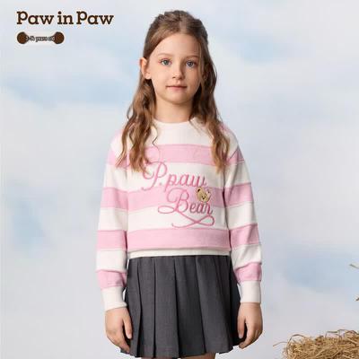 PawinPaw Girls' Cartoon Bear Long-Sleeve Knit Sweater