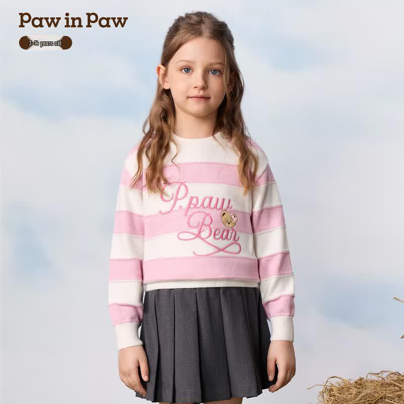 PawinPaw Girls Cartoon Bear Long-Sleeve Knit Sweater 110