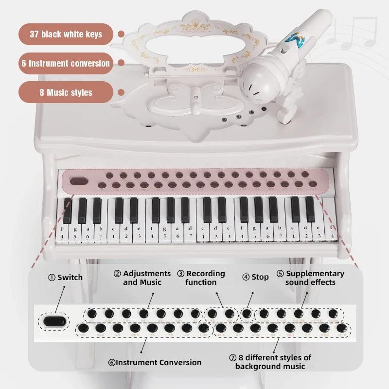 37 Tasten Elektronisches Klavier Kinder Tastatur Spielzeug mit Mikrofon Musikinstrument Klavier Kinder Lernspielzeug Weihnachtsgeschenke