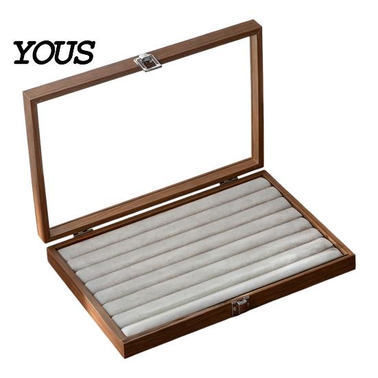 Velvet-lined Jewelry Holder Ring Storage Box, Durable Wood with Compartmentalized Design, Soft Travel Organizer Box Velvet Interior Multi-grid