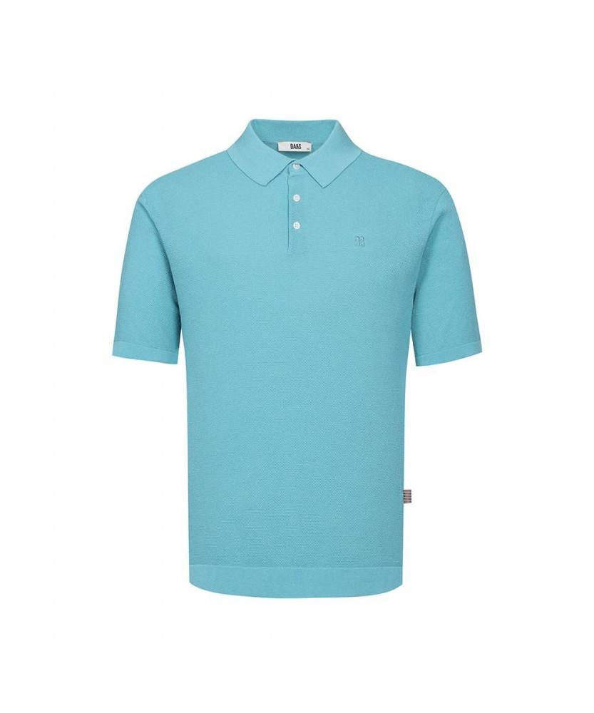 Dagseusyeocheu Cotton Blend Short Sleeve Collared Knit Blue_Dls1Swts150B1