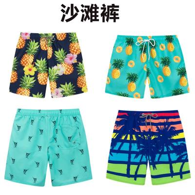 Shorts Floraux Hawaïens Décontractés Amples Européens Et Américains Hommes Été Jeunesse Floraux Soie Glacée Vacances Plage Bord de Mer Pantalons