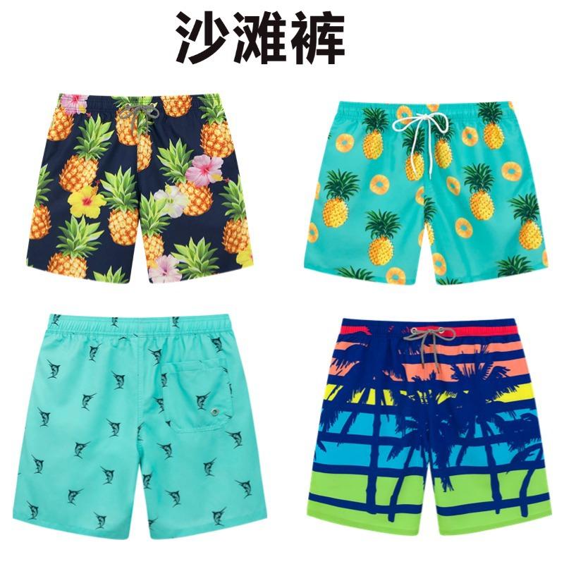European And American Loose Casual Hawaiian Flower Shorts Men'S Summer Youth Floral Ice Silk Vacation Seaside Beach Pants