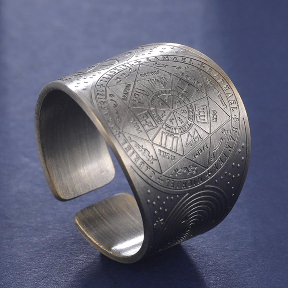 Dawapara Seal of The 7 Archangels Protection Ring Amulet Metatron Cube Lilith Symbol The Secrets of King Solomon Vintage Jewelry