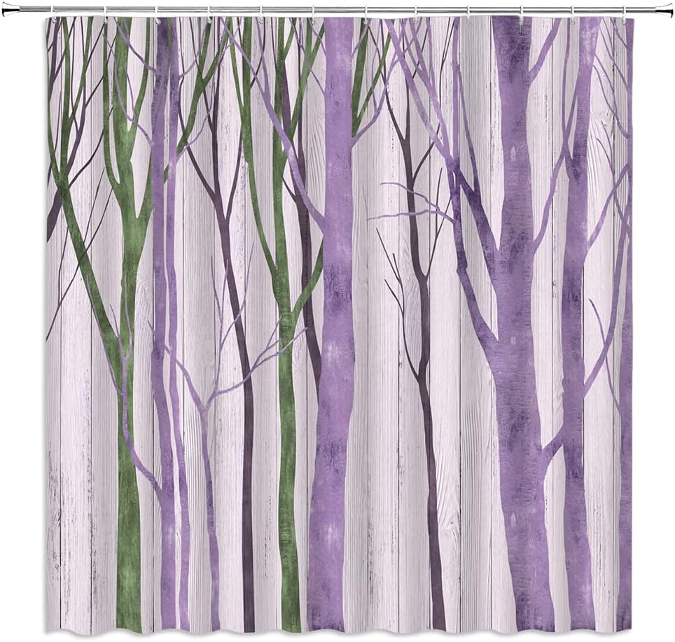 

Tree Shower Curtain Abstract Birch Tree Trunk Autumn Leafless Fall Forest Branch Nature Rustic Vintage Bathroom Decor Fabric W60H190(CM)-1 Pcs