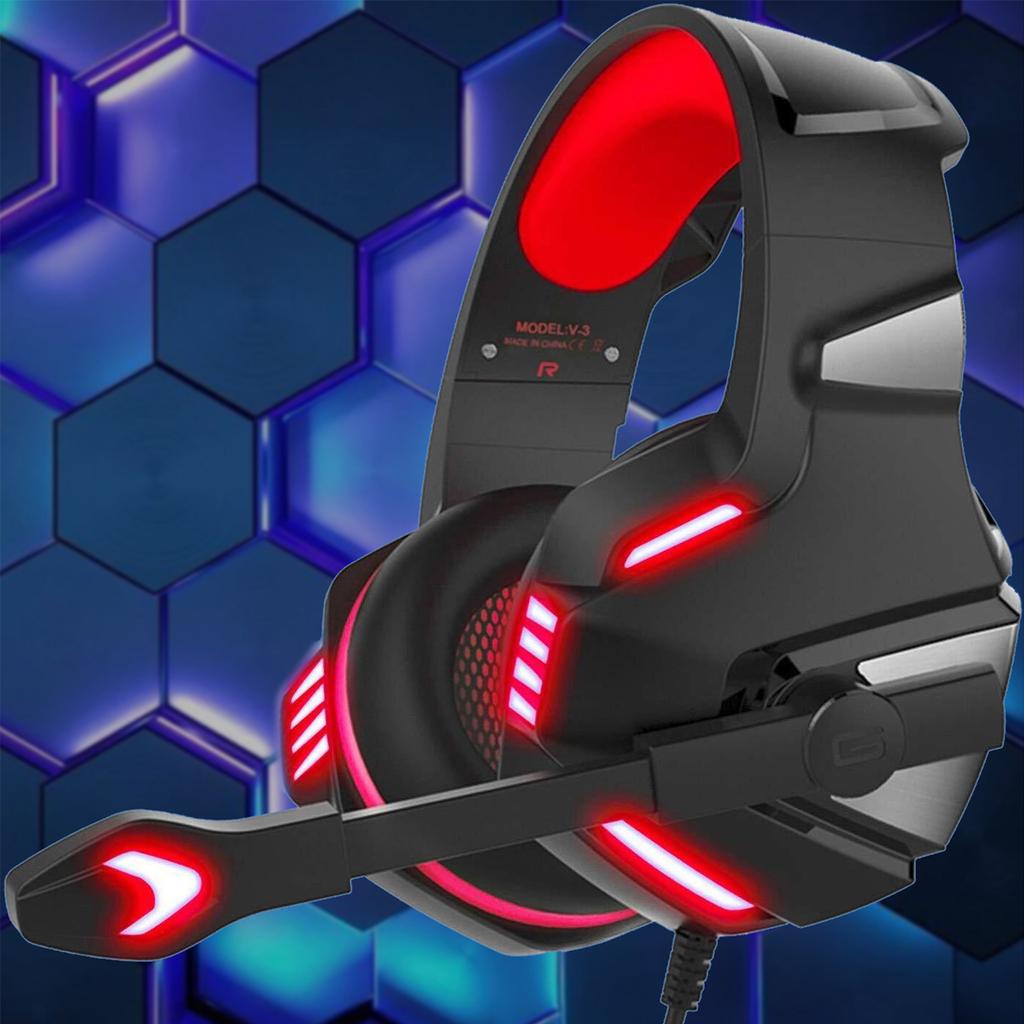 V3 3.5mm Wired Gaming Headset Noise Canceling E-Sports Earphone Over Ear Headphones 50mm Dynamic Coil Speaker Automatic Noise Reduction 3.5mm + USB In