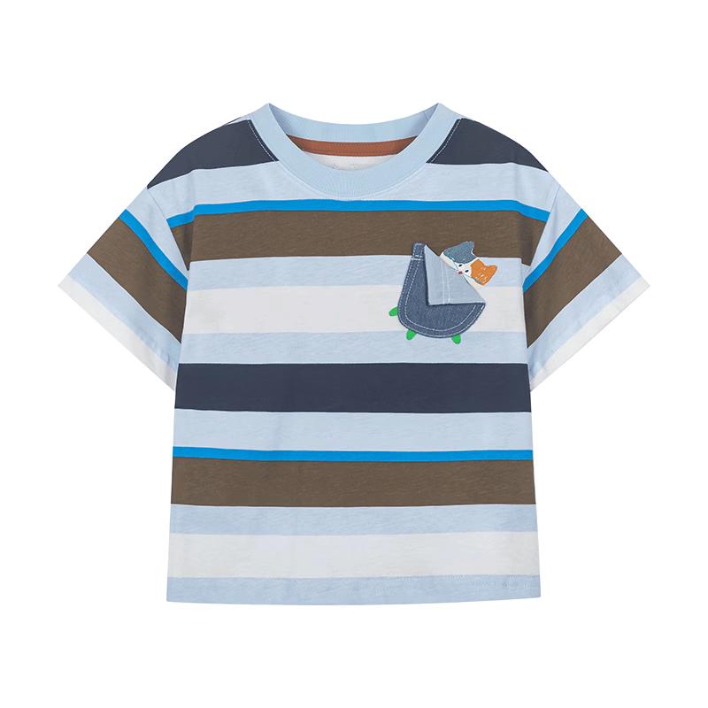 M.Latin Kids' Striped Peek-a-Boo Short Sleeve T-Shirt