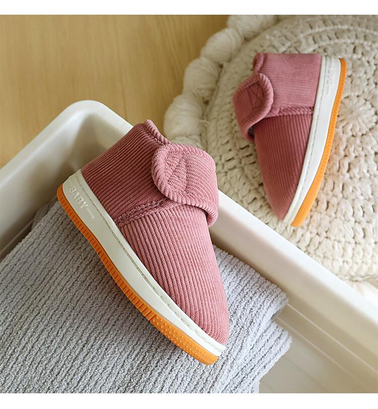 Sapatos de Algodão Antiderrapantes com Sola de Tendão de Vaca para Meninos no Inverno, Sola Espessa, Velcro, Pantufas Quentes para Interior/Exterior para Mulheres