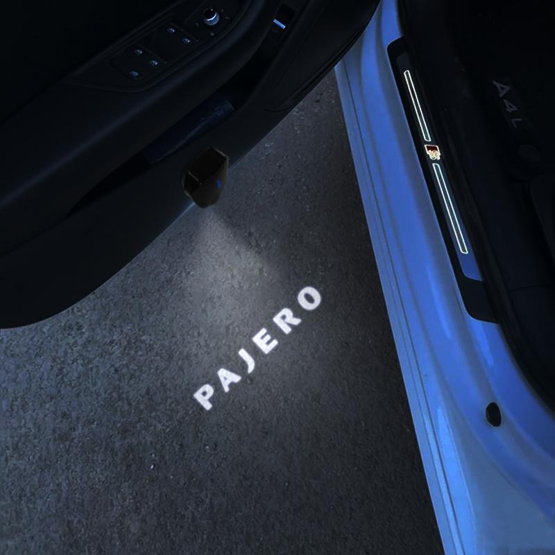 2PCS For Mitsubishi Ralli Art Lancer EX Pajero Outlander ASX Eclipse Cross Logo USB Car Door LED HD Courtesy Welcome Lights