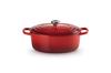 Le Creuset Litý smaltovaný hrnec Signature Cocotte Oval 25 cm Cherry Red Plynová trouba IH kompatibilní s japonskou [Autorizovaný produkt]