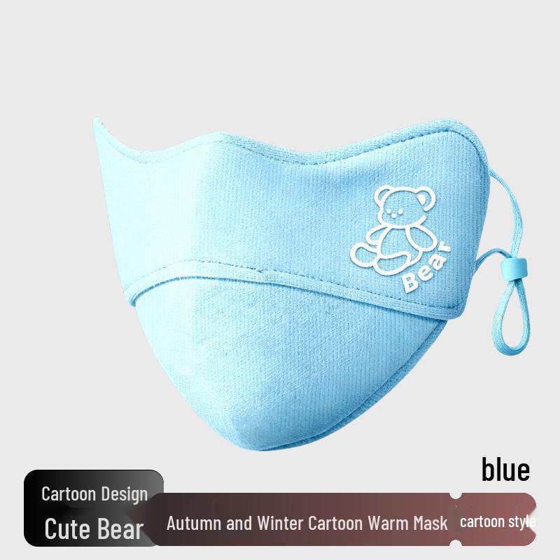 

2025 Autumn/Winter Women s Cute Bear 3D V-Shape Mask: Thickened, Windproof, Coldproof for a Slimmer Look