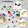 Sew On Rhinestones, Choupee 50PCS Sew On Glass Rhinestone Metal Back Prong Setting Sewing Claw Rhinestone Mixed Shapes