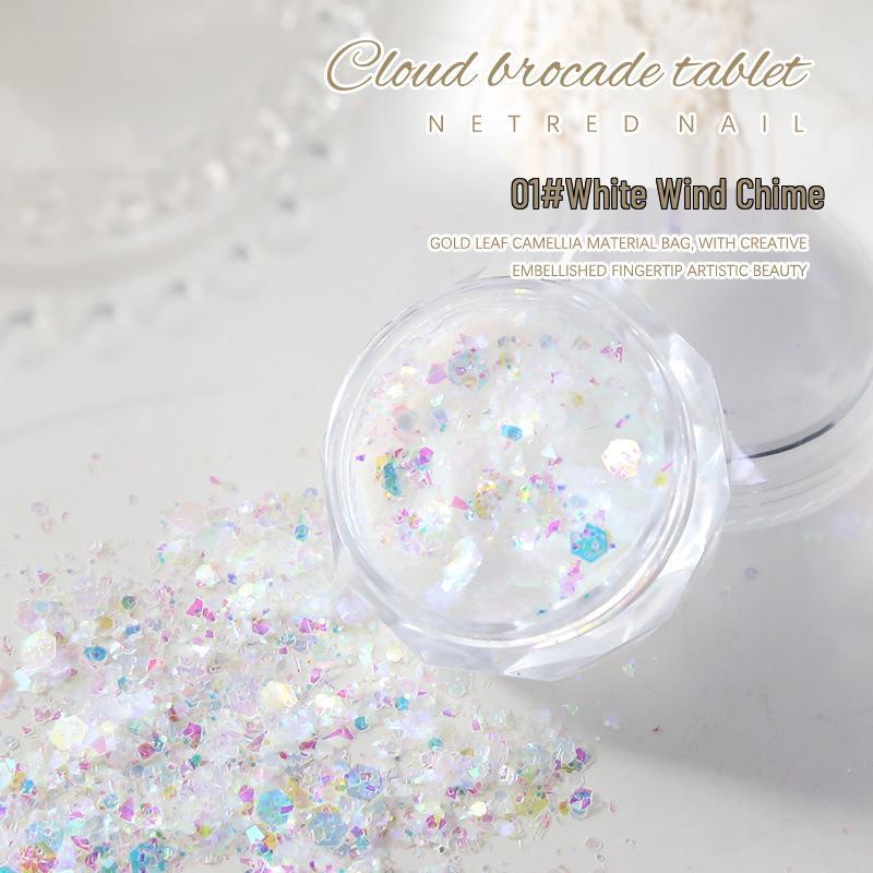 

Серия белых колокольчиков ветра: Ультратонкие блестящие шестигранные пайетки для украшения ногтей