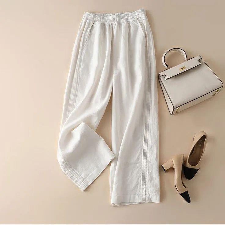 

2025 Women s High-Waisted Pleated Wide-Leg Pants - Artistic, Loose, Slimming, Casual Straight-Leg Design XL (suitable for 120-135 jin)