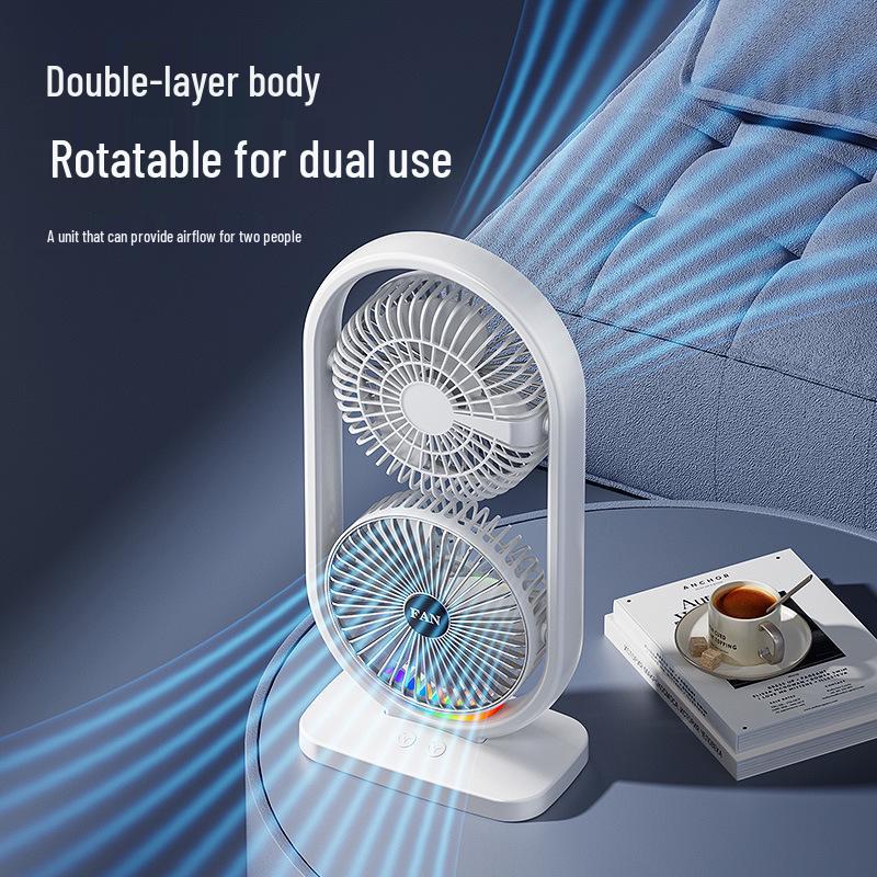 Portable USB Rechargeable Fan with Light for Outdoor Camping and Indoor Use