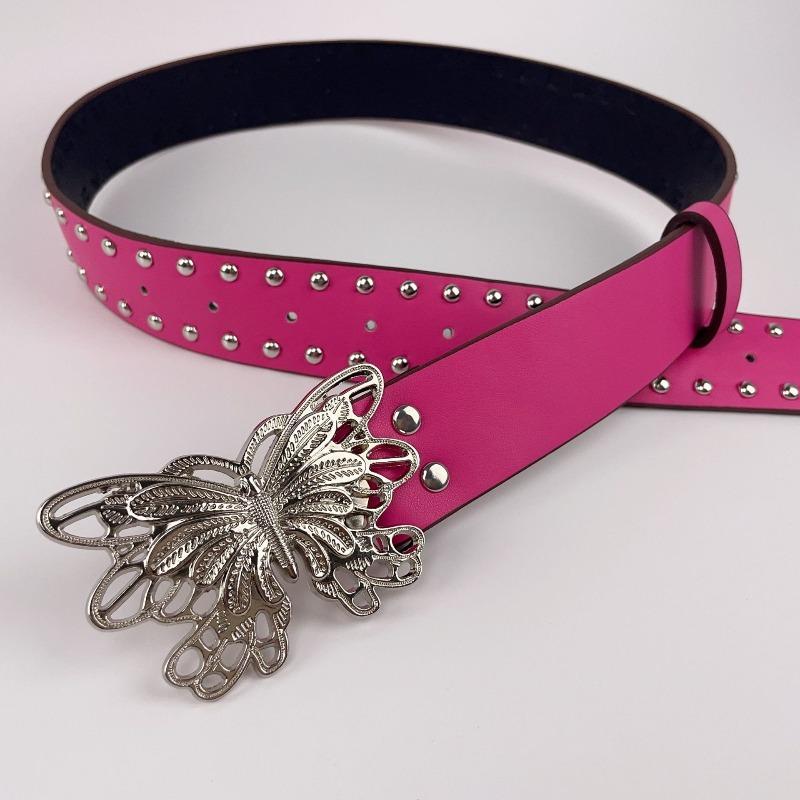 Studded Butterfly-Shaped Statement Belt Punk Goth Rock With Pin Buckle PU Leather Waistband Jeans Y2K Accessories