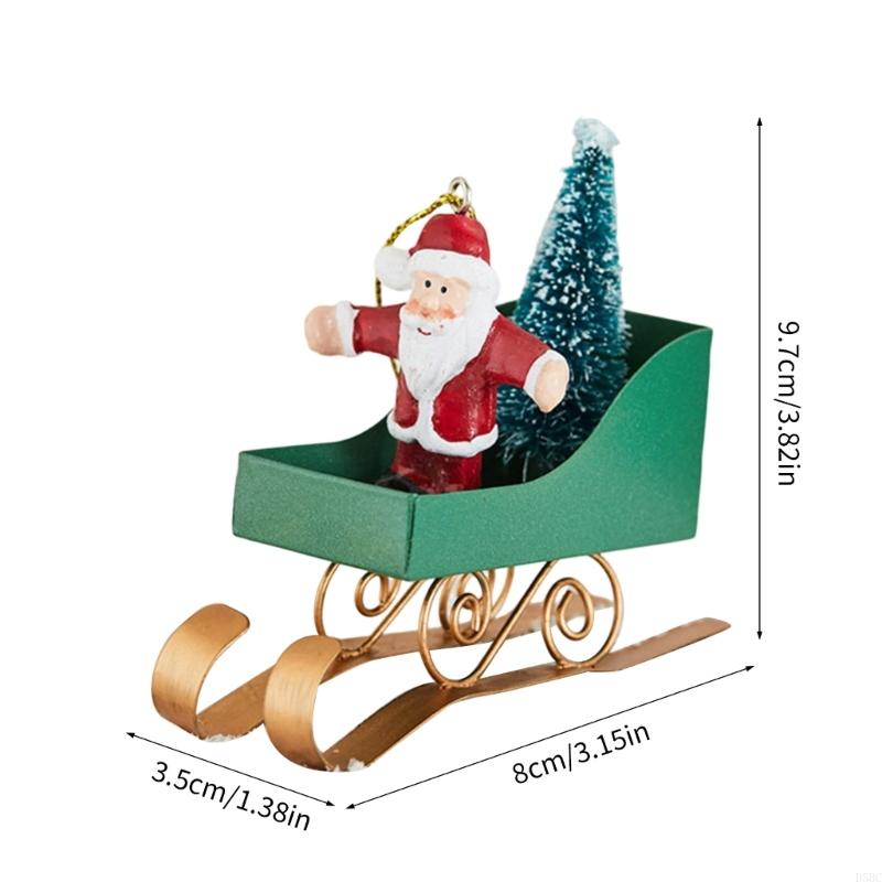 Iron Metal Sleigh Hanging Decoration Christmas Tree Ornament Car Interiors
