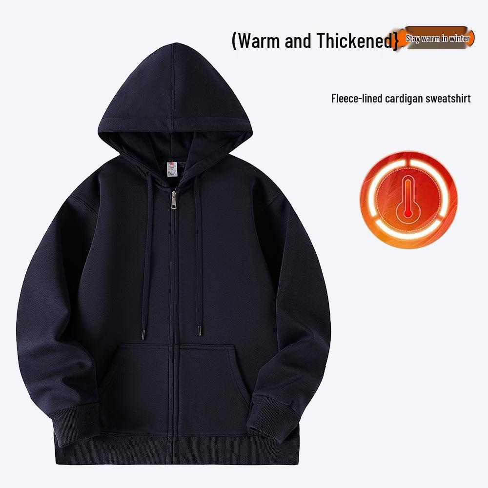 2025 Fleece-Lined Hoodie Jacket: Autumn/Winter Casual Sportswear