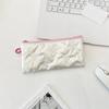 Multifunctional PU Leather Pen Bag Large Capacity Bowknot Printing Pen Pouch Student Pencil Case Stationery Storage Organizer