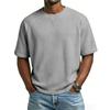 Herren Casual T-Shirt Waffelstrick Lockerer Schnitt T-Shirts für Mann Einfarbige Kurzarm-T-Shirts Übergroßer Schnitt Strukturierter Stoff Rundhalsausschnitt