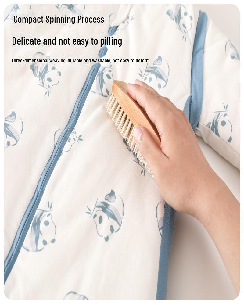 Sac de dormit gros din bumbac pentru bebeluși toamnă/iarnă cu design anti-lovire cu picioare despărțite și fermoar