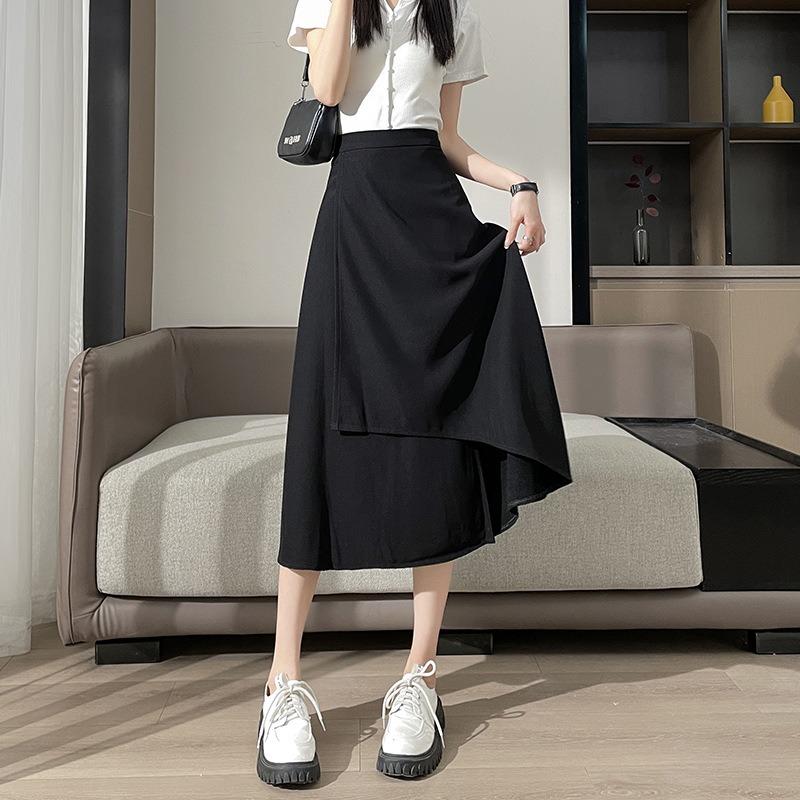 Women's Spring and Summer New Irregular Half-body Skirt Small High Waist Thin Open A-line Skirt