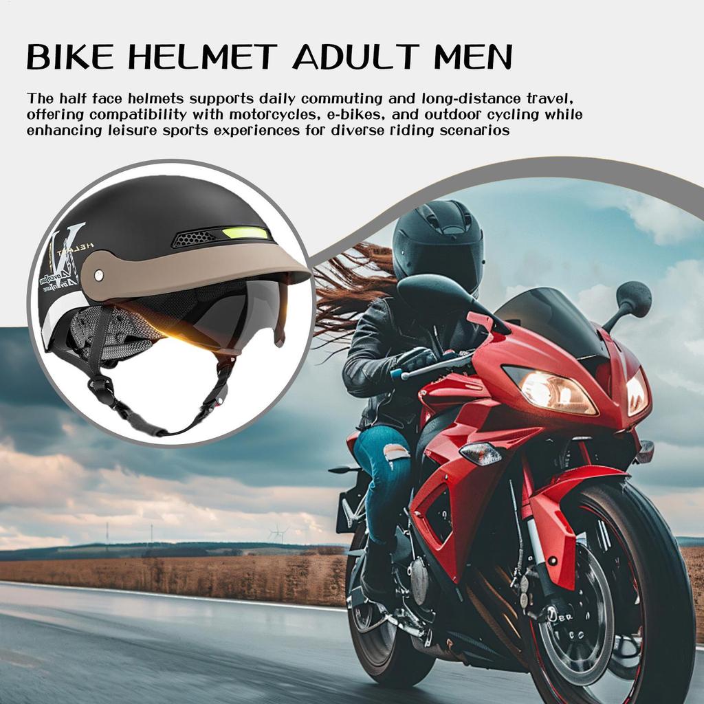 Open Face Motorcycle Helmet Sun Visor Cycling Helmet Quick Release Head Gear For Men Women ATV Cruiser Bicycle Mountain