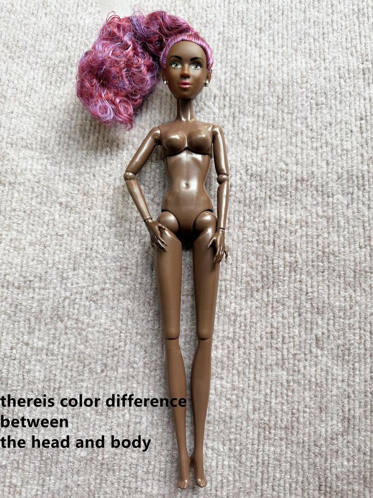 1/6 Dark Skin Tone Doll Figures Heads Joints Movable Solid Doll 30cm DIY Doll Playing Parts