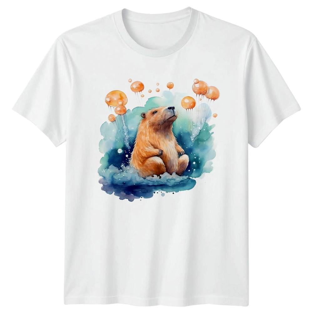 

Capybara Animals Watercolor Graphic Tee Mens TShirt Womens Top Unisex Design Unisex T-Shirt XXXL