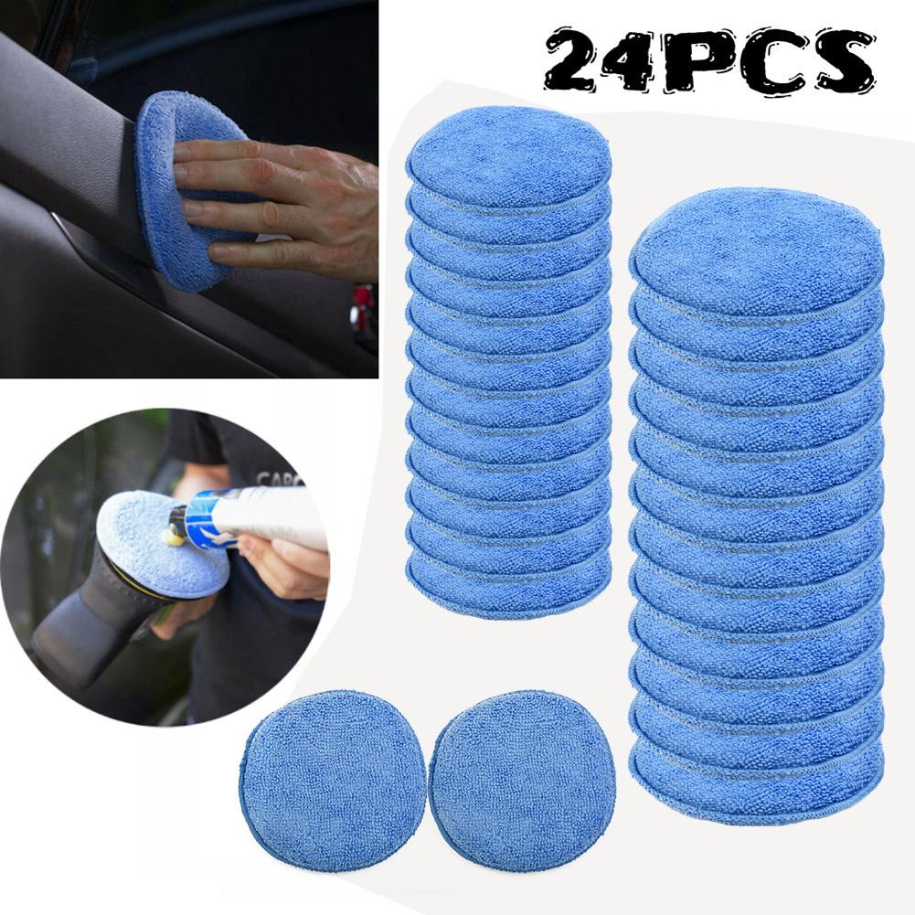4/10/24pcs Car Waxing Sponges Detailing Applicator Wash Polish Pad Foam Sponge Automotive Microfiber Waxing Cleaning Tools